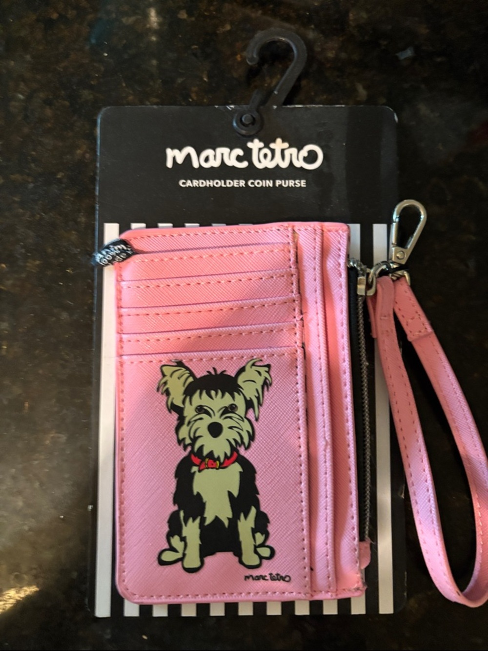 NWT Marc Tetro Pink Dog Cardholder Coin Purse